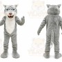 Gray Tiger Mascot Costume with Custom Logo