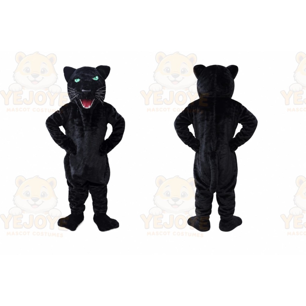 Black Panther Mascot Costume with Custom Logo