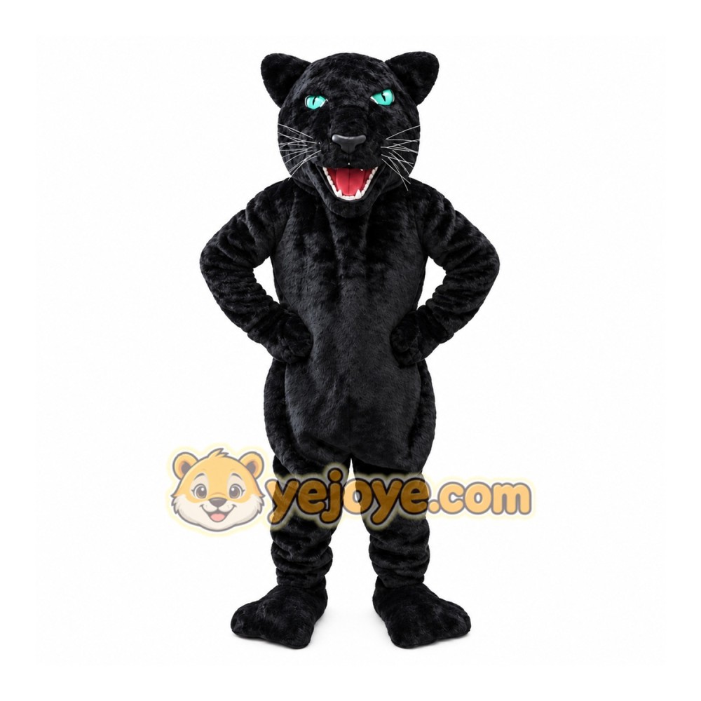 Black Panther Mascot Costume with Custom Logo Black Panther Mascot Costume with Custom Logo