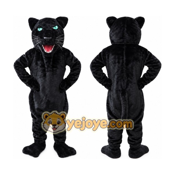 Black Panther Mascot Costume with Custom Logo