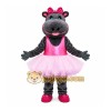 Black Hippo Mascot Costume with Custom Logo