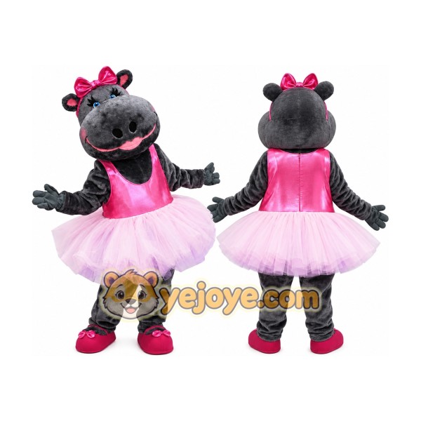 Black Hippo Mascot Costume with Custom Logo