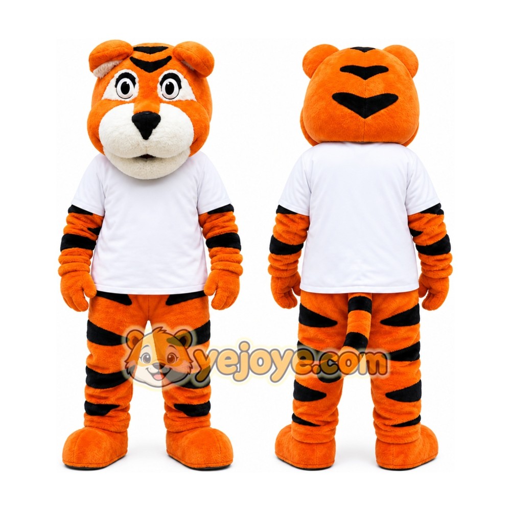 Orange Tiger Mascot Costume with Custom Logo Orange Tiger Mascot Costume with Custom Logo