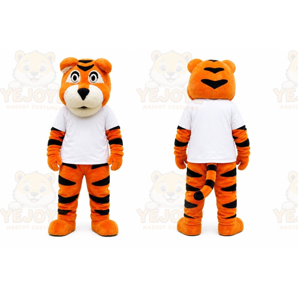 Orange Tiger Mascot Costume with Custom Logo