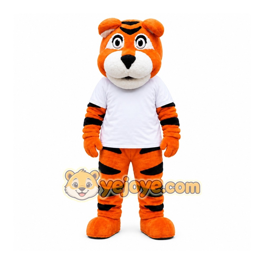Orange Tiger Mascot Costume with Custom Logo Orange Tiger Mascot Costume with Custom Logo