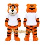 Orange Tiger Mascot Costume with Custom Logo