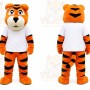 Orange Tiger Mascot Costume with Custom Logo