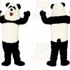 Black Panda Mascot Costume with Custom Logo