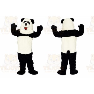 Black Panda Mascot Costume with Custom Logo
