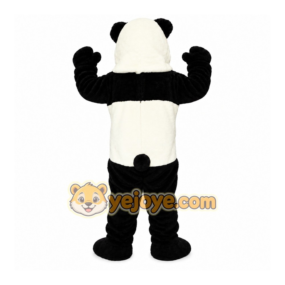 Black Panda Mascot Costume with Custom Logo Black Panda Mascot Costume with Custom Logo