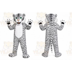 White Tiger Mascot Costume with Custom Logo