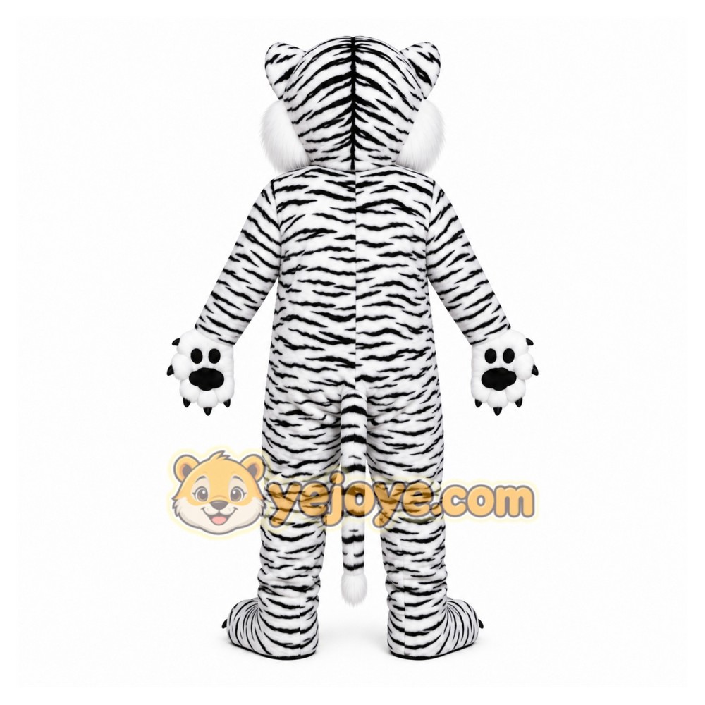 White Tiger Mascot Costume with Custom Logo White Tiger Mascot Costume with Custom Logo