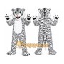 White Tiger Mascot Costume with Custom Logo