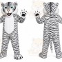 White Tiger Mascot Costume with Custom Logo