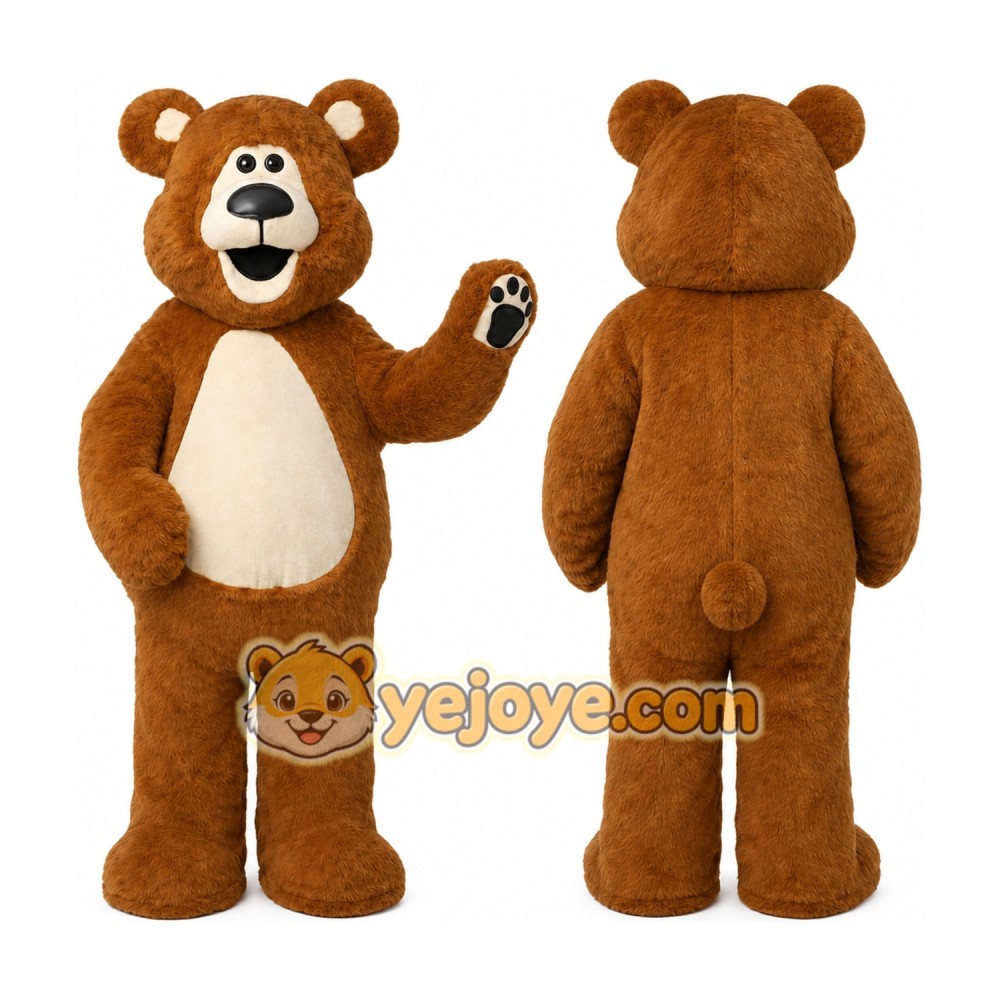 Brown Bear Mascot Costume with Custom Logo