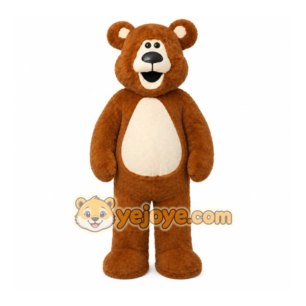 Brown Bear Mascot Costume with Custom Logo
