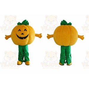 Orange Pumpkin Mascot Costume with Custom Logo