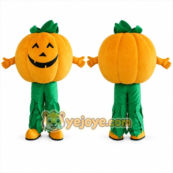 Orange Pumpkin Mascot Costume with Custom Logo