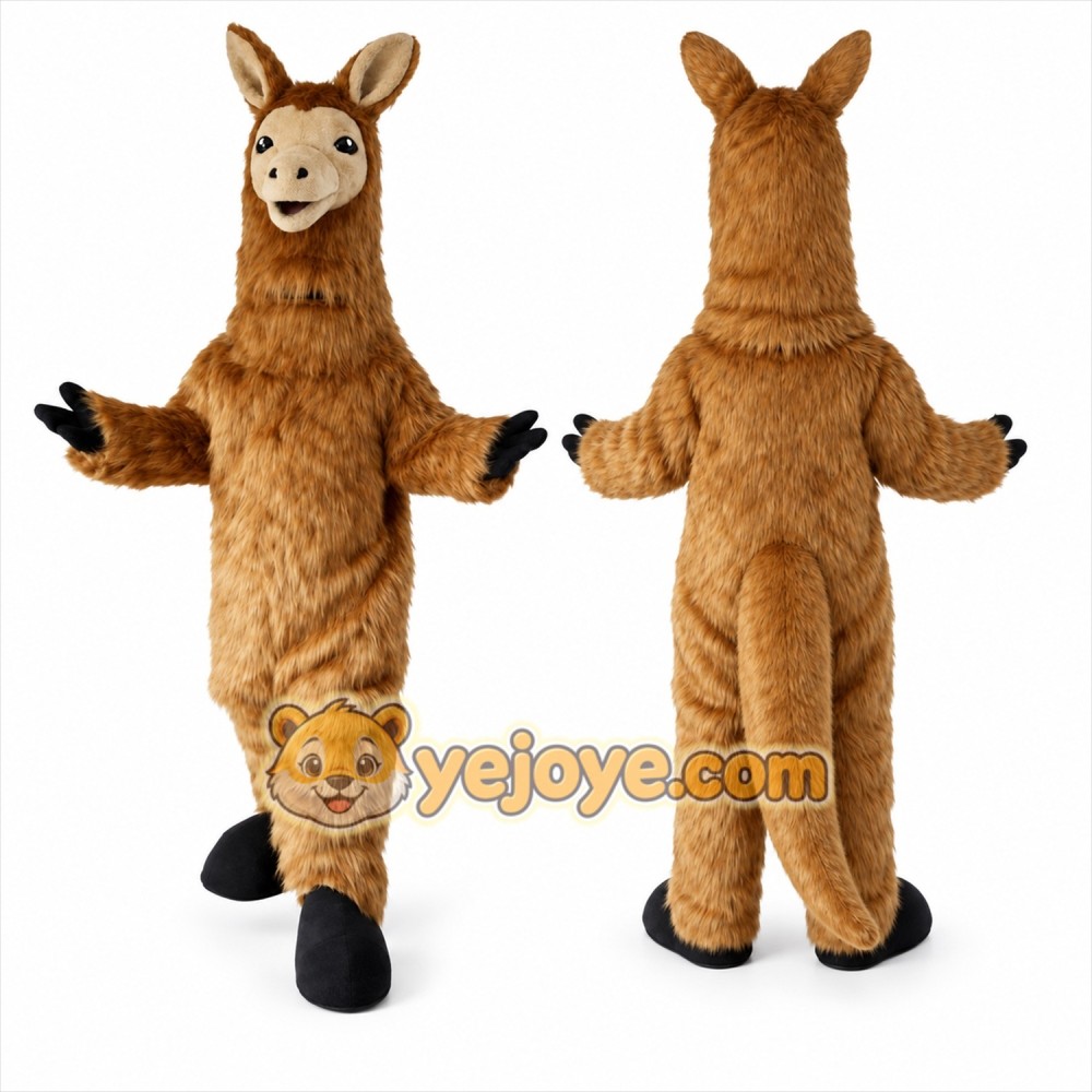 Brown Llama Mascot Costume with Custom Logo Brown Llama Mascot Costume with Custom Logo