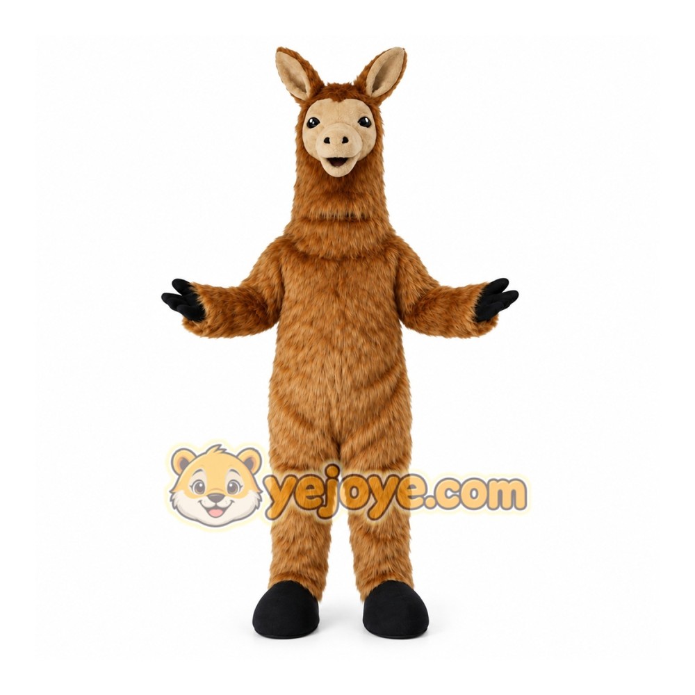 Brown Llama Mascot Costume with Custom Logo Brown Llama Mascot Costume with Custom Logo