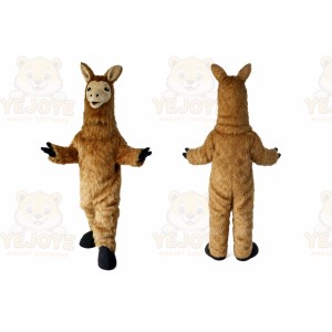 Brown Llama Mascot Costume with Custom Logo