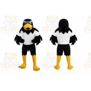 Black Eagle Mascot Costume with Custom Logo