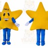 Yellow Star Mascot Costume with Custom Logo