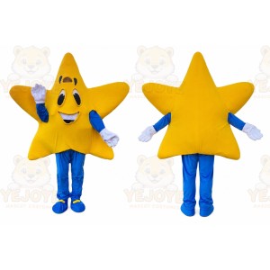 Yellow Star Mascot Costume with Custom Logo