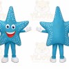 Blue Star Mascot Costume with Custom Logo