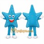 Blue Star Mascot Costume with Custom Logo
