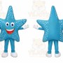 Blue Star Mascot Costume with Custom Logo