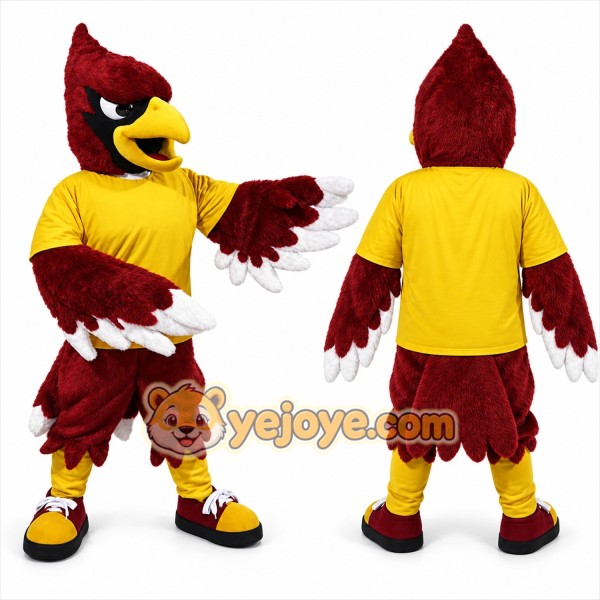 Red Bird Mascot Costume with Custom Logo