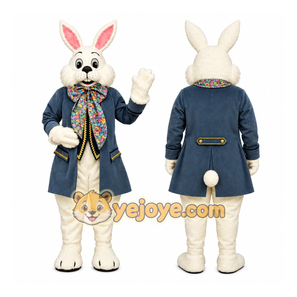 White Rabbit Mascot Costume with Custom Logo White Rabbit Mascot Costume with Custom Logo