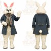 White Rabbit Mascot Costume with Custom Logo