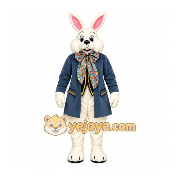 White Rabbit Mascot Costume with Custom Logo White Rabbit Mascot Costume with Custom Logo