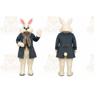White Rabbit Mascot Costume with Custom Logo