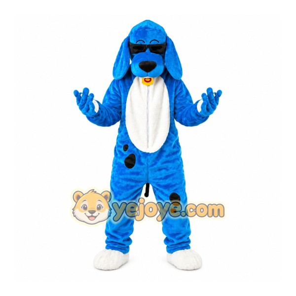 Blue Dog Mascot Costume with Custom Logo Blue Dog Mascot Costume with Custom Logo