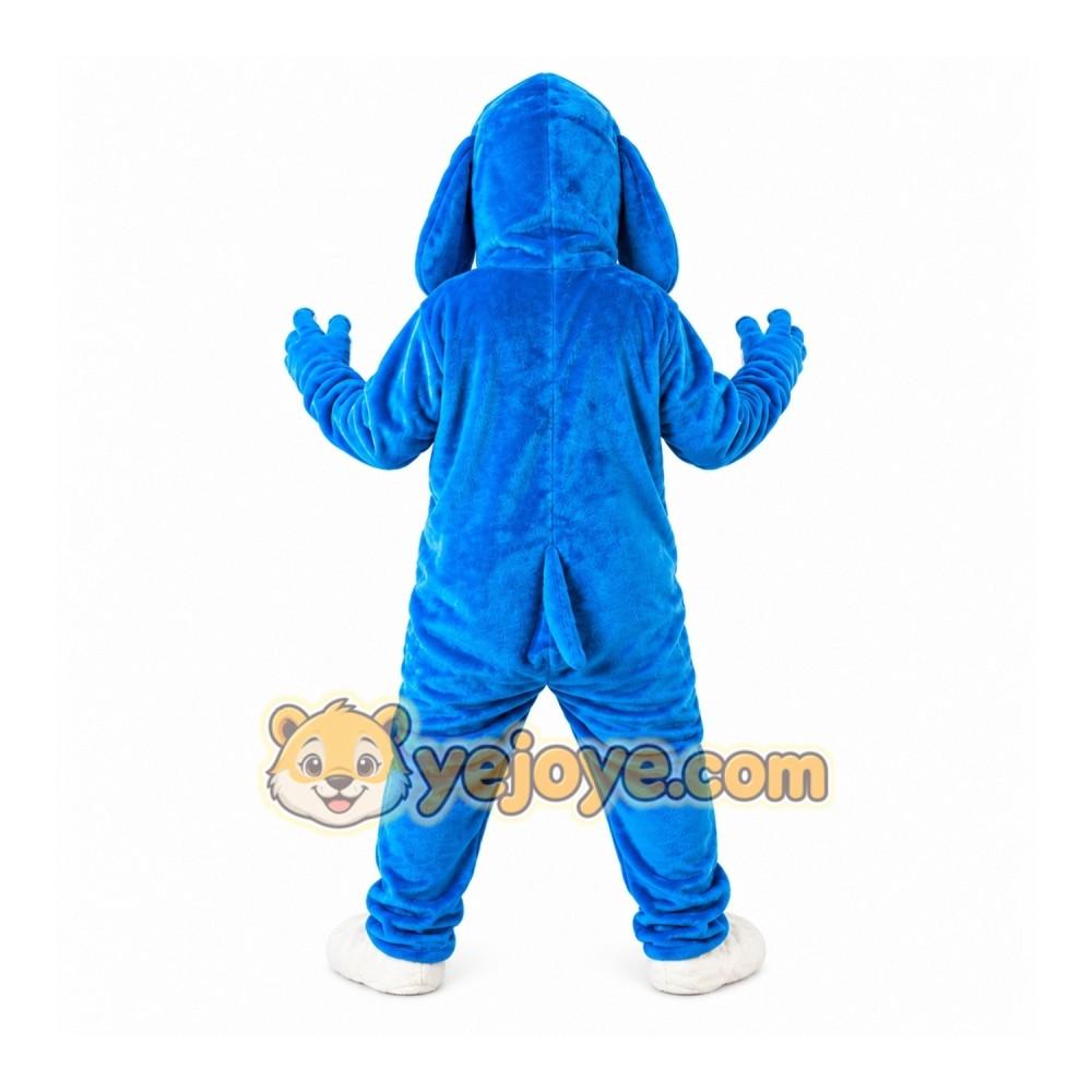 Blue Dog Mascot Costume with Custom Logo