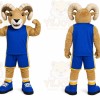 Brown Ram Mascot Costume with Custom Logo