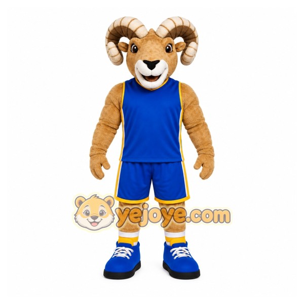 Brown Ram Mascot Costume with Custom Logo Brown Ram Mascot Costume with Custom Logo