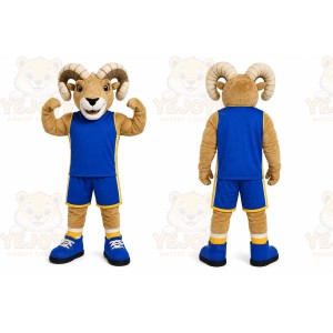 Brown Ram Mascot Costume with Custom Logo