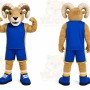 Brown Ram Mascot Costume with Custom Logo