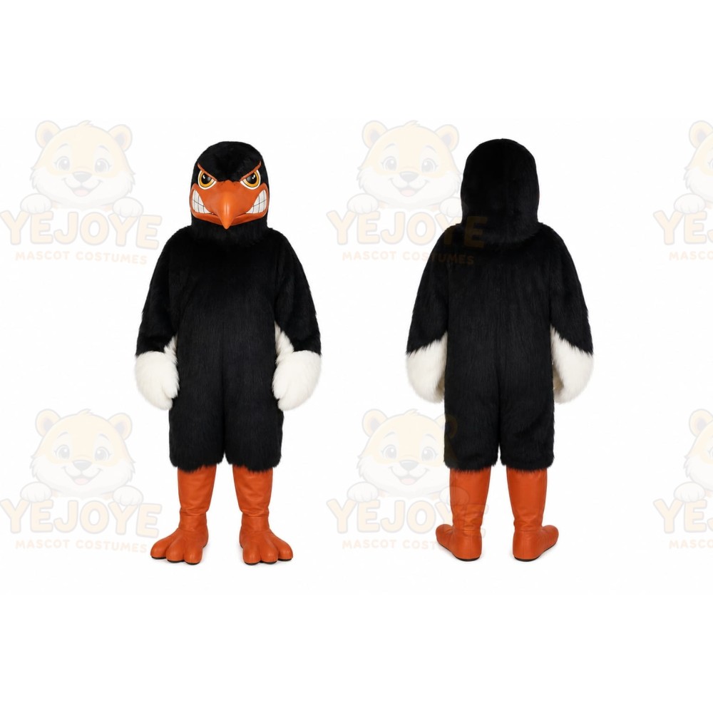 Black Bird Mascot Costume with Custom Logo
