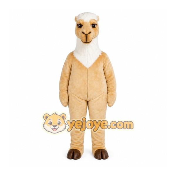 Tan Llama Mascot Costume with Custom Logo Tan Llama Mascot Costume with Custom Logo