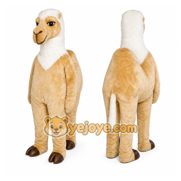 Tan Llama Mascot Costume with Custom Logo