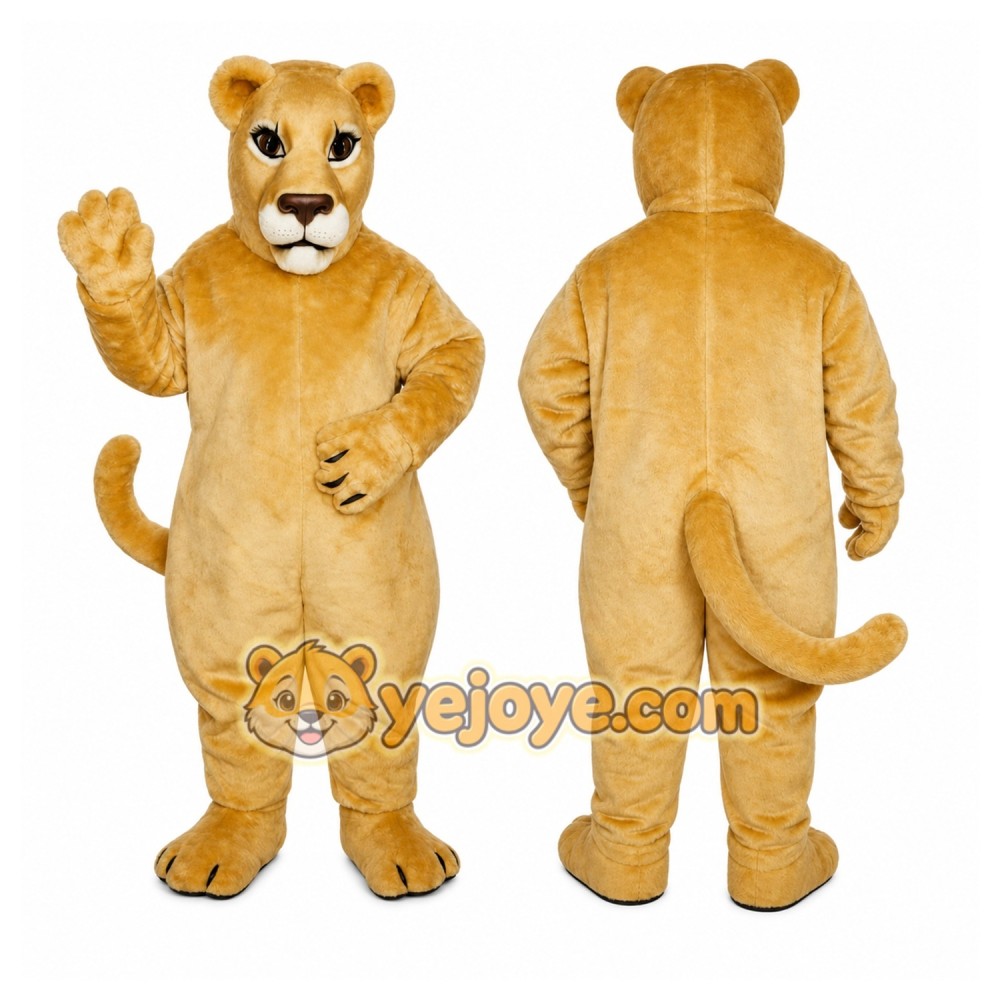 Tan Lion Mascot Costume with Custom Logo Tan Lion Mascot Costume with Custom Logo