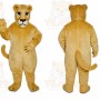 Tan Lion Mascot Costume with Custom Logo
