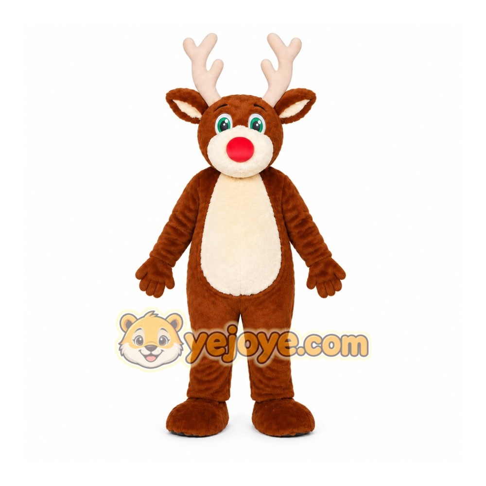 Brown Reindeer Mascot Costume with Custom Logo Brown Reindeer Mascot Costume with Custom Logo