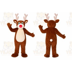 Brown Reindeer Mascot Costume with Custom Logo