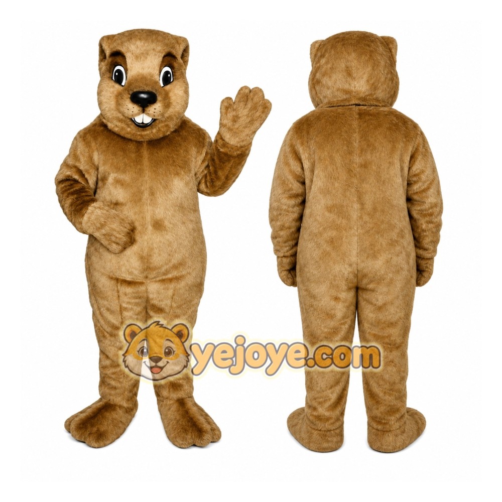 Brown Groundhog Mascot Costume with Custom Logo Brown Groundhog Mascot Costume with Custom Logo